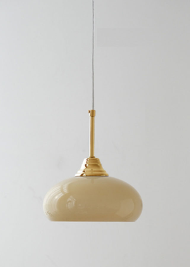 Demi E27 retro and vintage style pendant light, cream lampshade