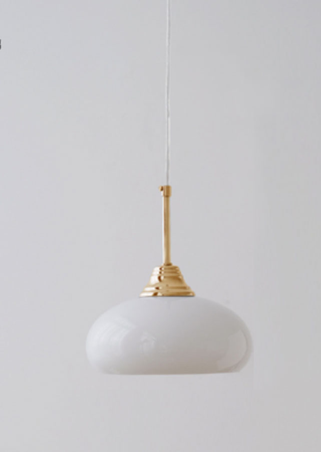 Demi E27 retro and vintage style pendant light, white lampshade