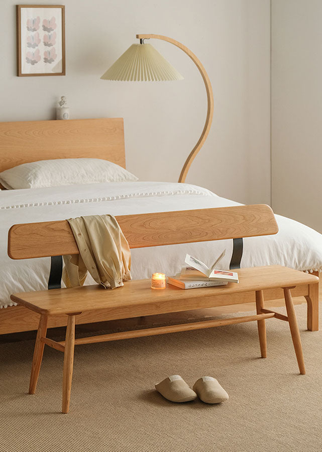 Chocolate Solid Wood Bench with Back