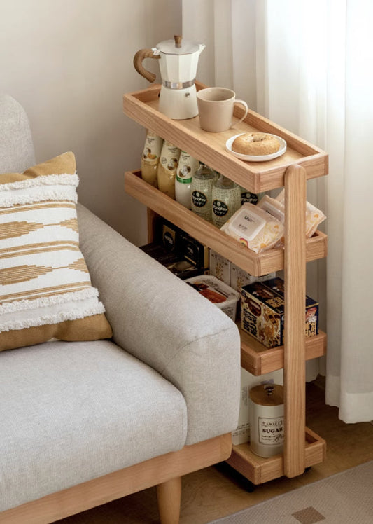 Compact Narrow Solid Wood Trolley
