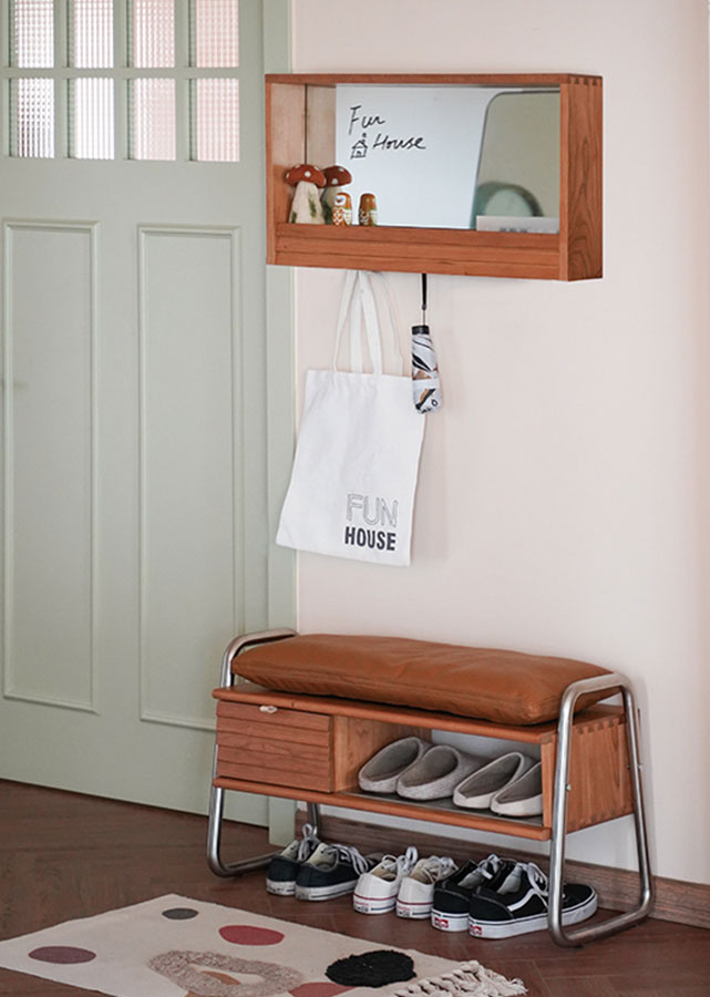 Cadre Solid Wood and Stainless Steel Bench