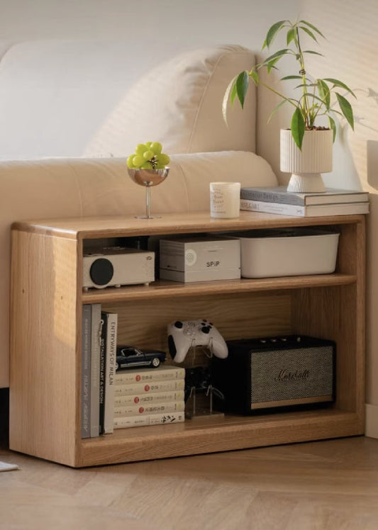 Compact Open Solid Wood Sideboard with Wheels