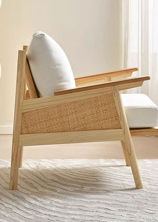 Chlidi Solid Ash (Natural colour) and Rattan Sofa, side view