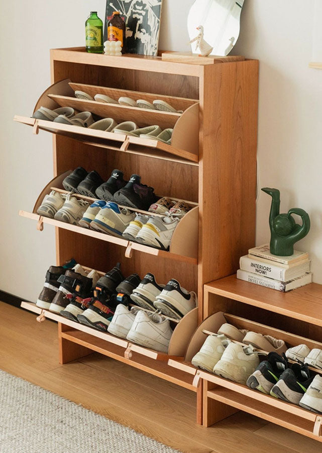 Asto Solid Wood Ultra Thin Shoe Cabinet