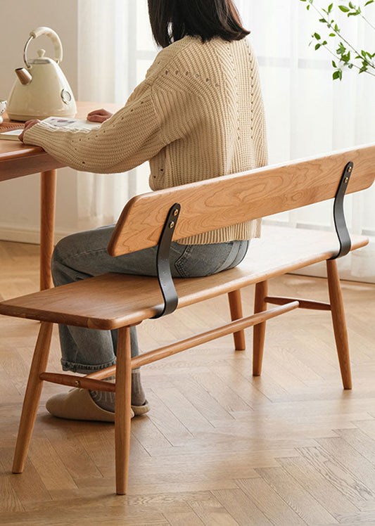 Chocolate Solid Wood Bench with Back
